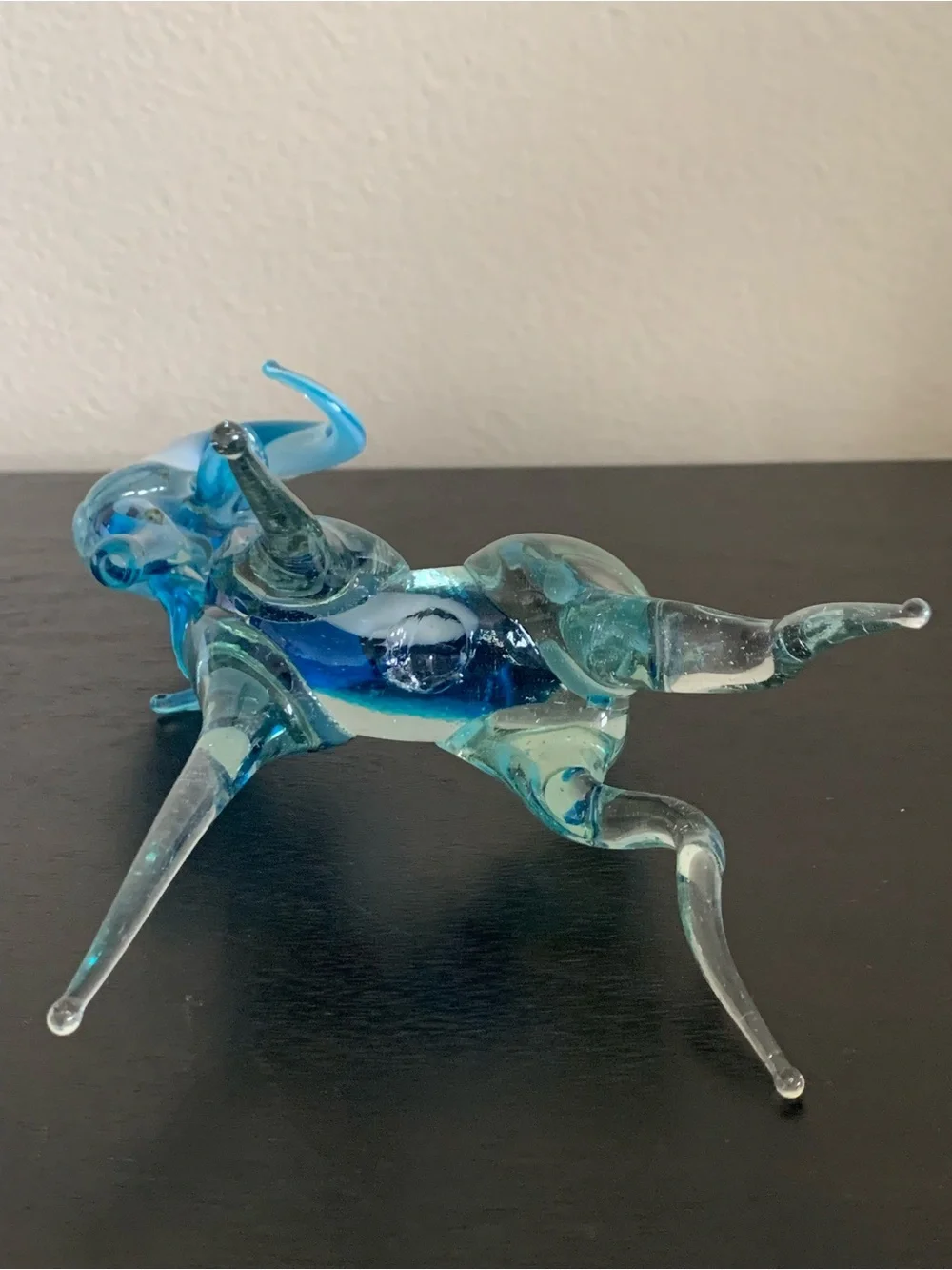 Murano-style Hand Blown Mexico Art Glass Antelope Gazelle Ram Big Horn Figurine